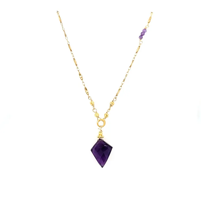 AVF AVF Gold Chain Amethyst Point Necklace SI3712 Necklaces