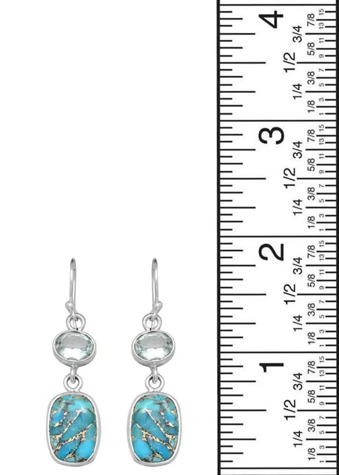 Blue Copper Turquoise 925 Solid Sterling Silver Dangle Earrings YoTreasure Earrings