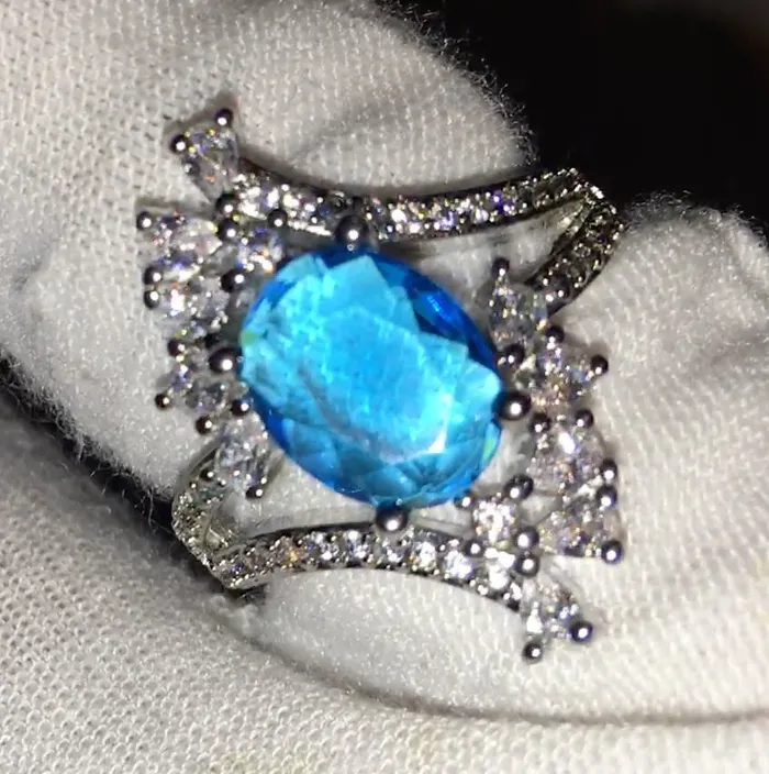 Blue Diamond Engagement Ring Oval Wedding Ring Womens Blue Diamond Ring Womens Statement Ring Womens Round Diamond Ring Minx London Rings