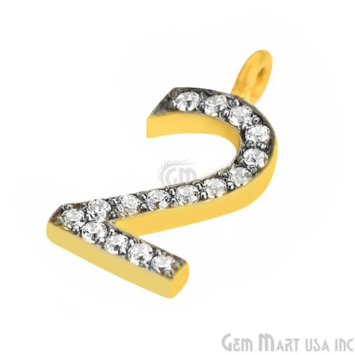Bracelets 2 Numbering CZ Pave Gold Vermeil Charm for Bracelet Pendants GemmartUSA Bracelets 2 Numbering CZ Pave Gold Vermeil Charm for Bracelet Pendants GemmartUSA