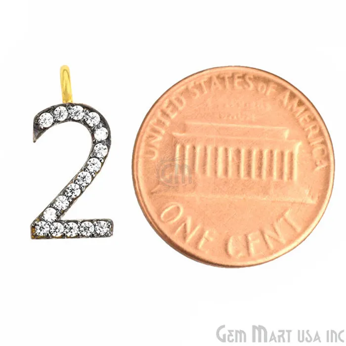 Bracelets 2 Numbering CZ Pave Gold Vermeil Charm for Bracelet Pendants GemmartUSA Bracelets 2 Numbering CZ Pave Gold Vermeil Charm for Bracelet Pendants GemmartUSA