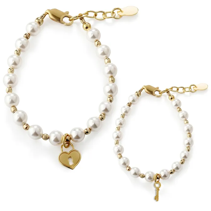Bracelets Cherished Moments 14K GoldPlated Mom and Me Bracelet Set for Babies Toddlers Girls