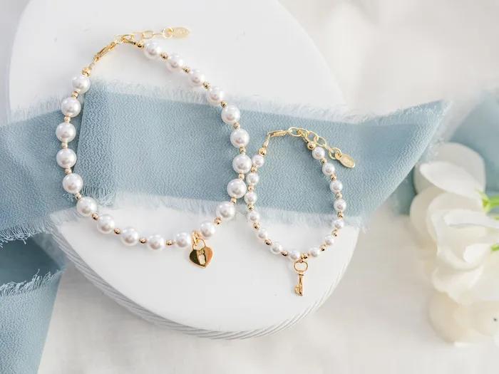 Bracelets Cherished Moments 14K GoldPlated Mom and Me Bracelet Set for Babies Toddlers Girls