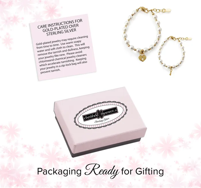 Bracelets Cherished Moments 14K GoldPlated Mom and Me Bracelet Set for Babies Toddlers Girls