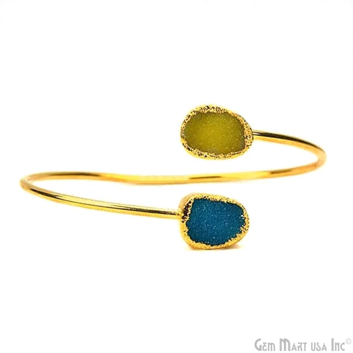 Bracelets GemMartUSA Elegant Adjustable Double Druzy Gemstone Stacking Bangle Bracelet