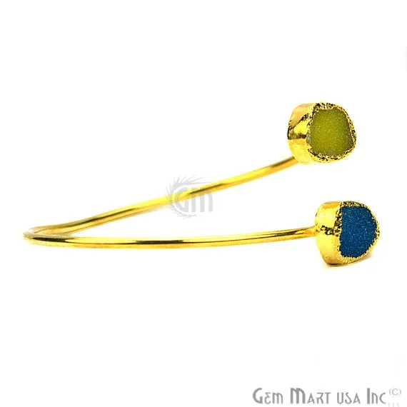 Bracelets GemMartUSA Elegant Adjustable Double Druzy Gemstone Stacking Bangle Bracelet