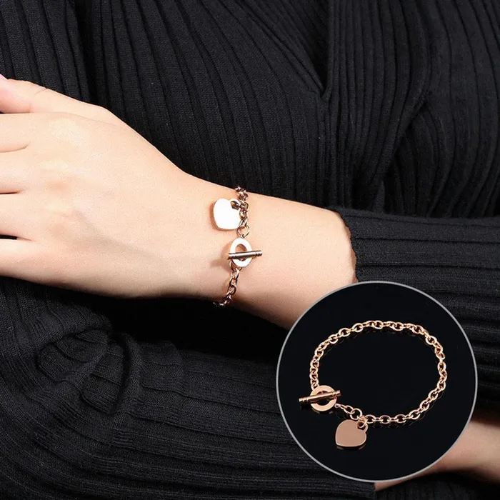 Bracelets Personalized Jewel Personalized Women Stainless Steel Bracelet Heart Shape Party Jewelry For Women Bangles Best Gift For Friend