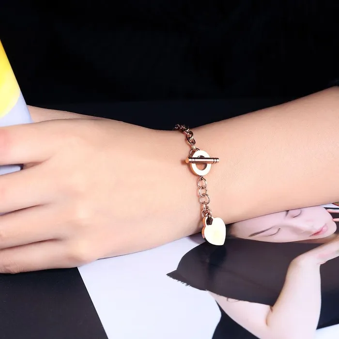 Bracelets Personalized Jewel Personalized Women Stainless Steel Bracelet Heart Shape Party Jewelry For Women Bangles Best Gift For Friend