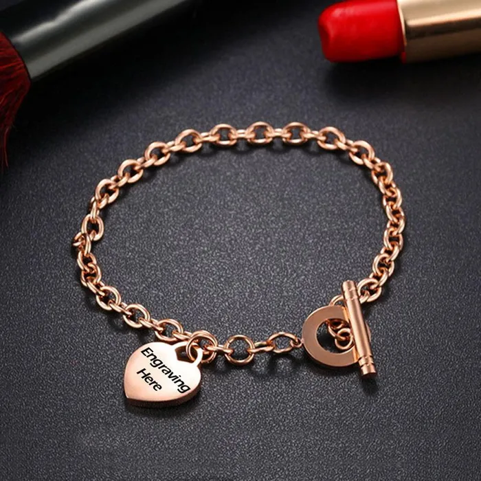 Bracelets Personalized Jewel Personalized Women Stainless Steel Bracelet Heart Shape Party Jewelry For Women Bangles Best Gift For Friend