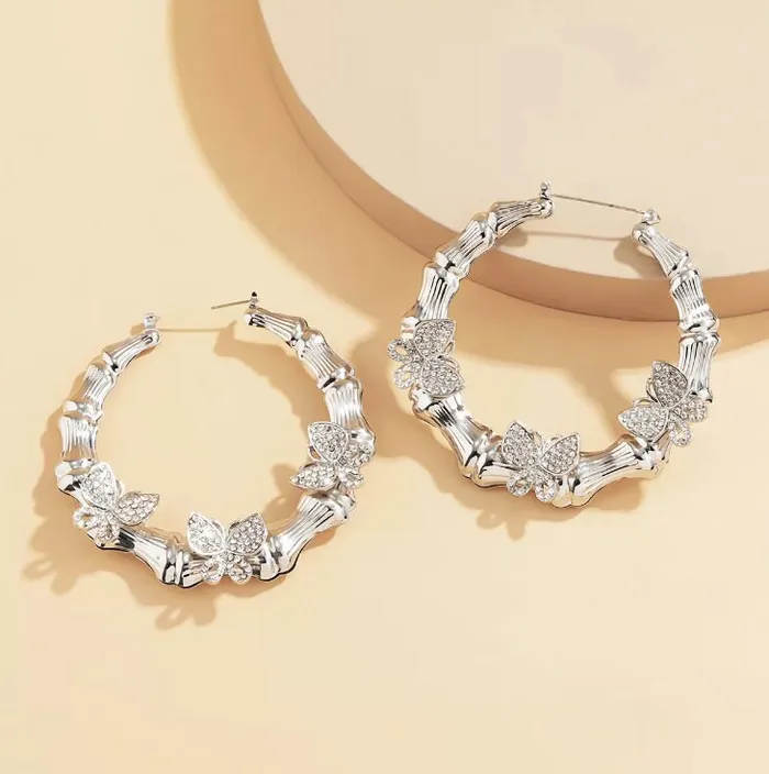 Butterfly Earrings Hoop Earrings Womens Big Diamond Earrings Silver Hoop Earrings with Diamonds Big Gold Hoop Earrings Minx London Earrings