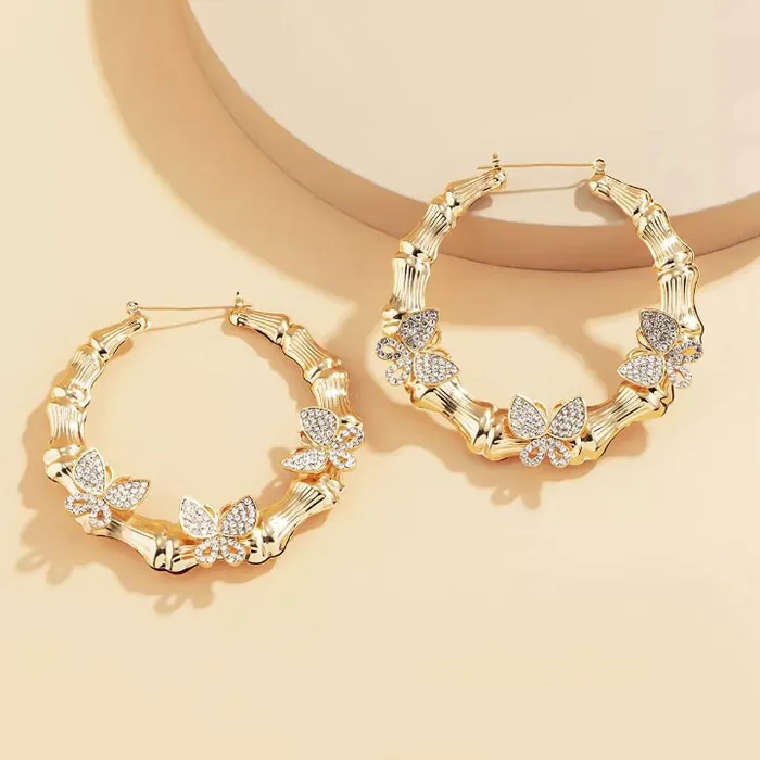 Butterfly Earrings Hoop Earrings Womens Big Diamond Earrings Silver Hoop Earrings with Diamonds Big Gold Hoop Earrings Minx London Earrings