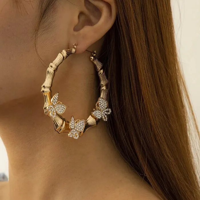 Butterfly Earrings Hoop Earrings Womens Big Diamond Earrings Silver Hoop Earrings with Diamonds Big Gold Hoop Earrings Minx London Earrings