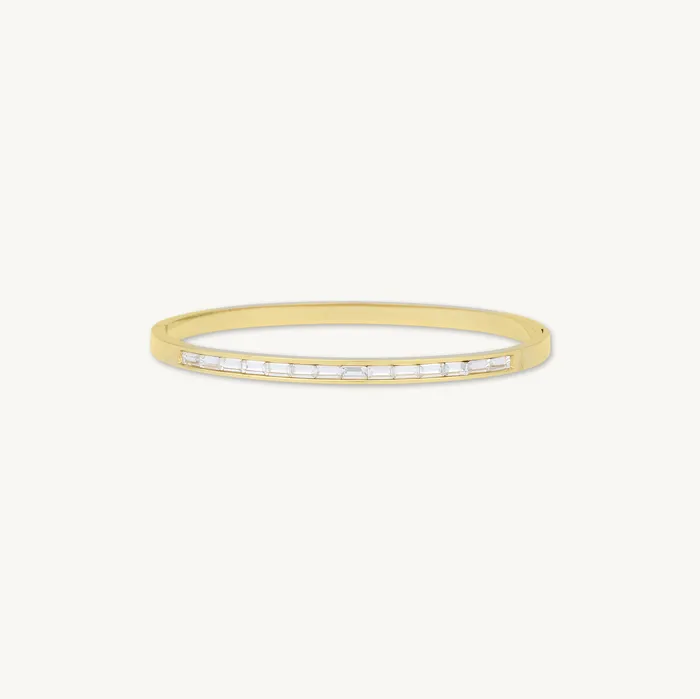 Camile Stone Bracelets Linear Baguette Hinged Bangle Bracelet
