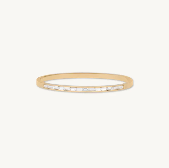 Camile Stone Bracelets Linear Baguette Hinged Bangle Bracelet