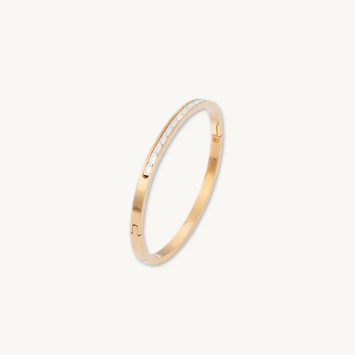 Camile Stone Bracelets Linear Baguette Hinged Bangle Bracelet