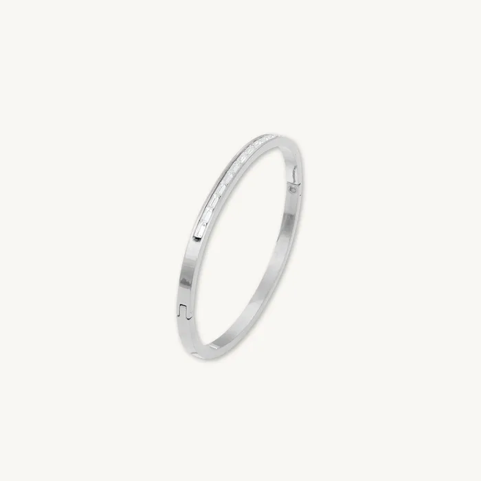 Camile Stone Bracelets Linear Baguette Hinged Bangle Bracelet