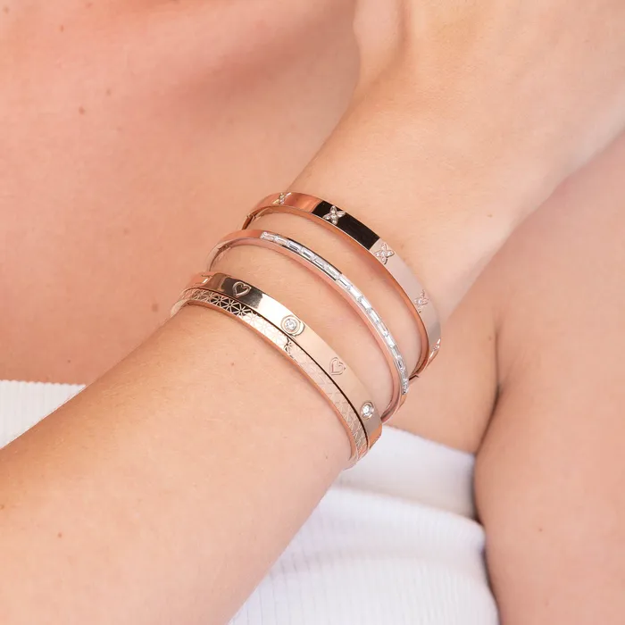 Camile Stone Bracelets Linear Baguette Hinged Bangle Bracelet