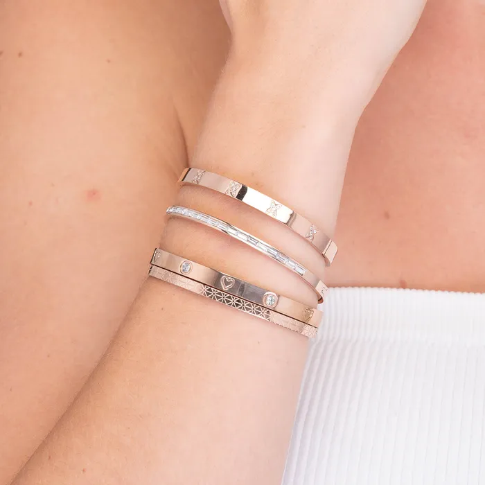 Camile Stone Bracelets Linear Baguette Hinged Bangle Bracelet