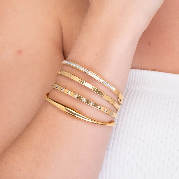 Camile Stone Bracelets Linear Baguette Hinged Bangle Bracelet