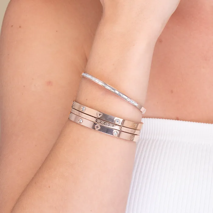 Camile Stone Bracelets Linear Baguette Hinged Bangle Bracelet