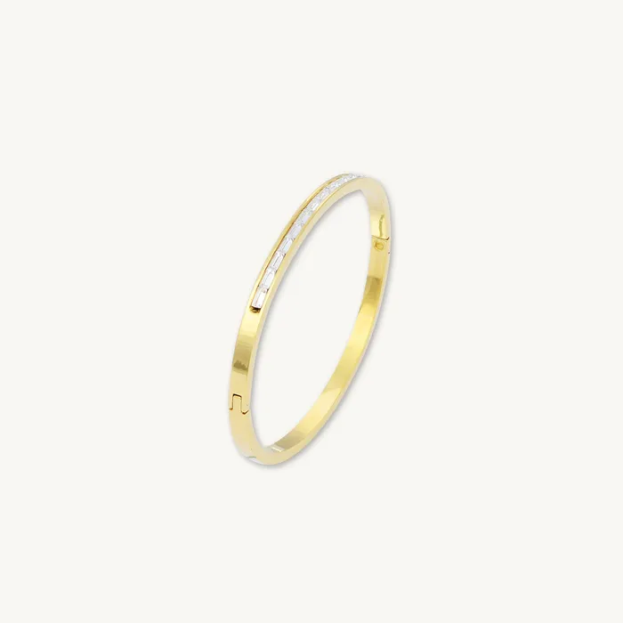 Camile Stone Bracelets Linear Baguette Hinged Bangle Bracelet