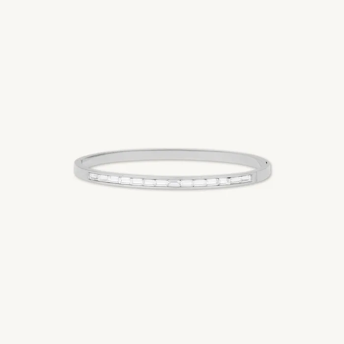 Camile Stone Bracelets Linear Baguette Hinged Bangle Bracelet