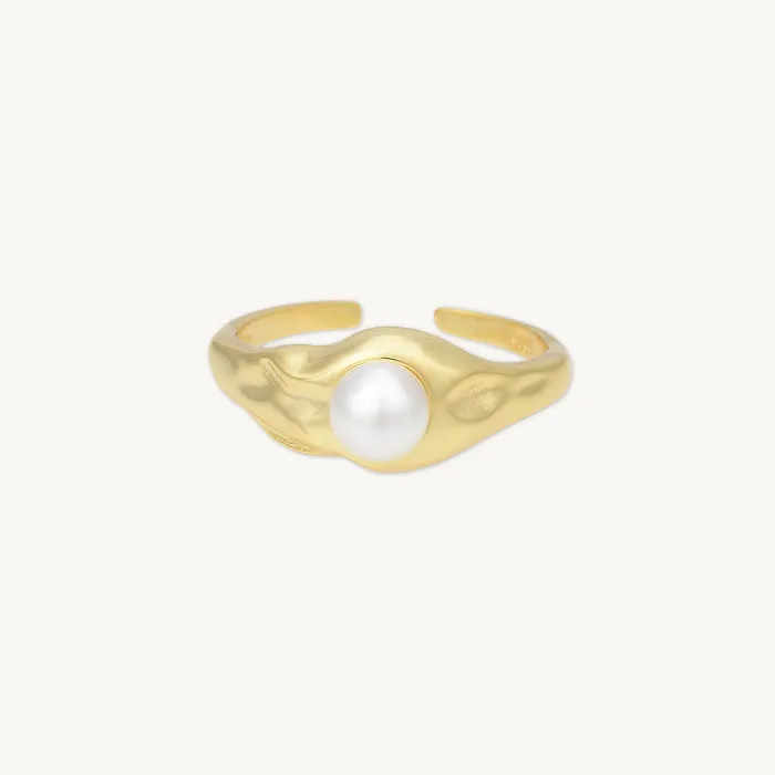 Camile Stone Rings Molten Signet Pearl Open Ring