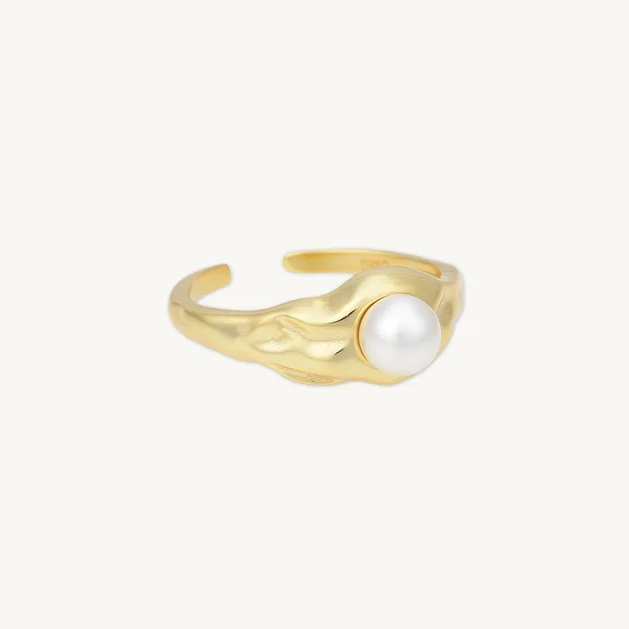 Camile Stone Rings Molten Signet Pearl Open Ring Camile Stone Rings Molten Signet Pearl Open Ring