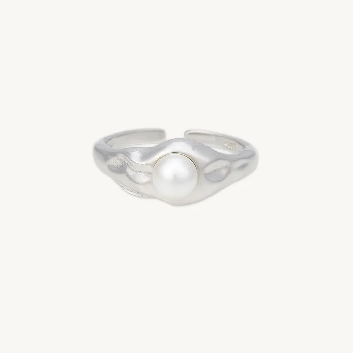 Camile Stone Rings Molten Signet Pearl Open Ring Camile Stone Rings Molten Signet Pearl Open Ring