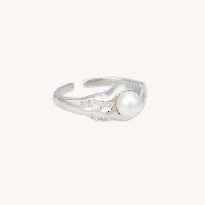 Camile Stone Rings Molten Signet Pearl Open Ring Camile Stone Rings Molten Signet Pearl Open Ring