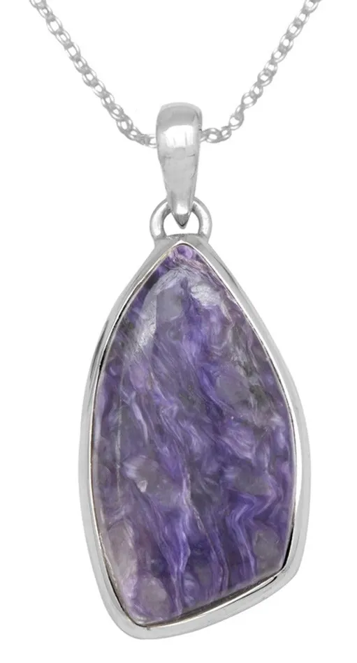 Charoite 925 Solid Sterling Silver Pendant Necklace Silver Jewelry YoTreasure Necklaces Charoite 925 Solid Sterling Silver Pendant Necklace Silver Jewelry YoTreasure Necklaces