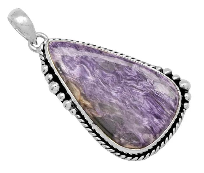 Charoite 925 Solid Sterling Silver Pendant Necklace Silver Jewelry YoTreasure Necklaces