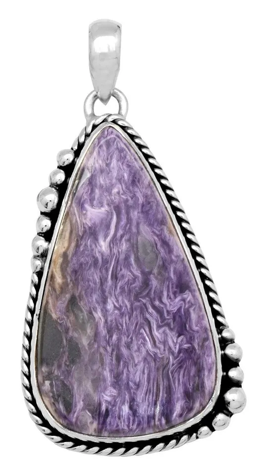 Charoite 925 Solid Sterling Silver Pendant Necklace Silver Jewelry YoTreasure Necklaces