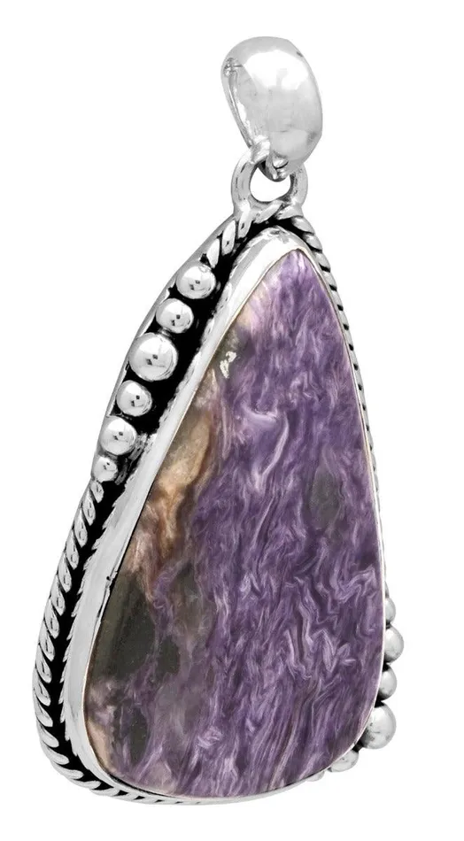 Charoite 925 Solid Sterling Silver Pendant Necklace Silver Jewelry YoTreasure Necklaces