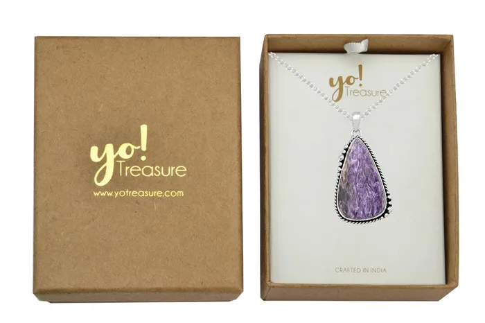 Charoite 925 Solid Sterling Silver Pendant Necklace Silver Jewelry YoTreasure Necklaces