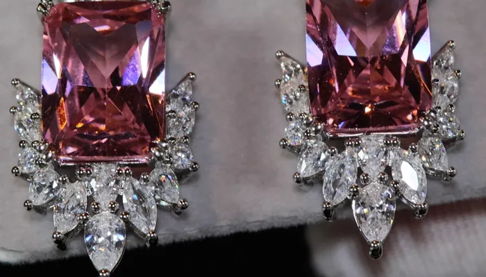 Dangle Earrings Pink Diamond Earrings Drop Earrings Womens Pink Gemstone Earrings Lab Diamonds London Earrings