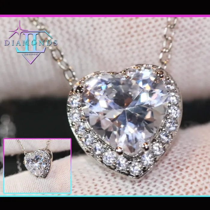 Diamond Heart Necklace Womens Diamond Necklace Heart Necklace with Diamonds Heart Pendant Lab Diamonds London Necklaces