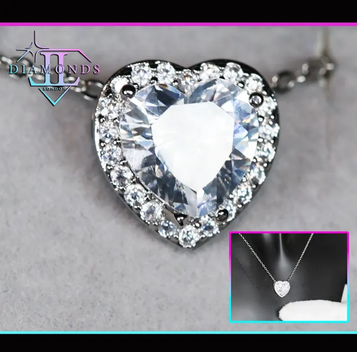 Diamond Heart Necklace Womens Diamond Necklace Heart Necklace with Diamonds Heart Pendant Lab Diamonds London Necklaces