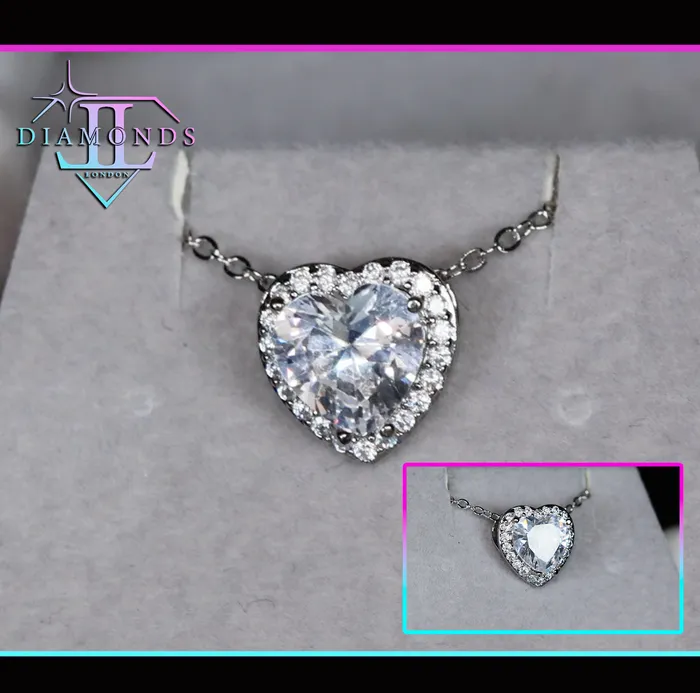 Diamond Heart Necklace Womens Diamond Necklace Heart Necklace with Diamonds Heart Pendant Lab Diamonds London Necklaces