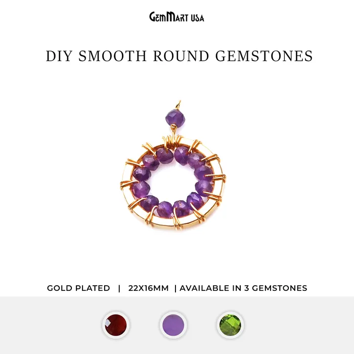 DIY Gemstone 22x16mm Round Gold Wire Wrapped Connector GemmartUSA PreStyled Sets