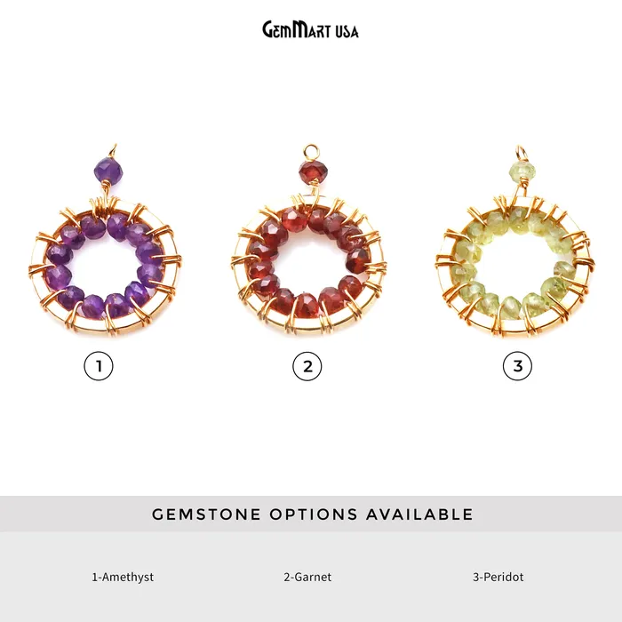 DIY Gemstone 22x16mm Round Gold Wire Wrapped Connector GemmartUSA PreStyled Sets DIY Gemstone 22x16mm Round Gold Wire Wrapped Connector GemmartUSA PreStyled Sets