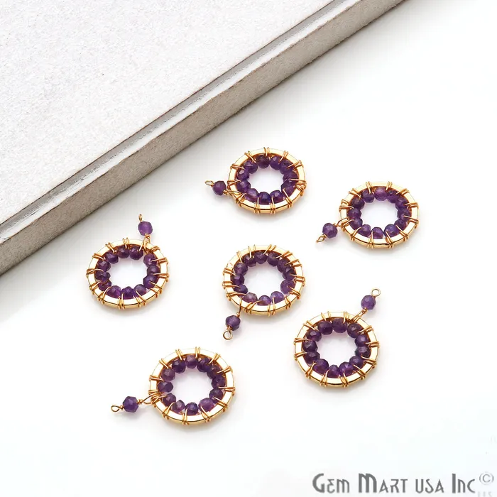 DIY Gemstone 22x16mm Round Gold Wire Wrapped Connector GemmartUSA PreStyled Sets DIY Gemstone 22x16mm Round Gold Wire Wrapped Connector GemmartUSA PreStyled Sets