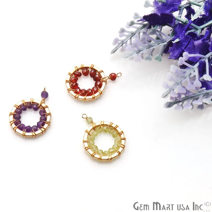 DIY Gemstone 22x16mm Round Gold Wire Wrapped Connector GemmartUSA PreStyled Sets DIY Gemstone 22x16mm Round Gold Wire Wrapped Connector GemmartUSA PreStyled Sets