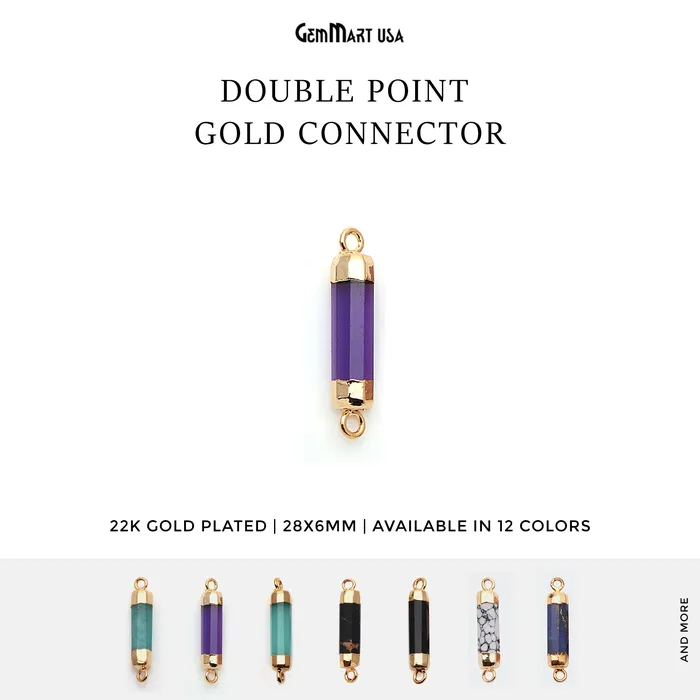 Double Point Gold Electroplated Gemstone Pendant Connector GemmartUSA PreStyled Sets Double Point Gold Electroplated Gemstone Pendant Connector GemmartUSA PreStyled Sets
