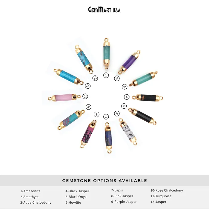 Double Point Gold Electroplated Gemstone Pendant Connector GemmartUSA PreStyled Sets