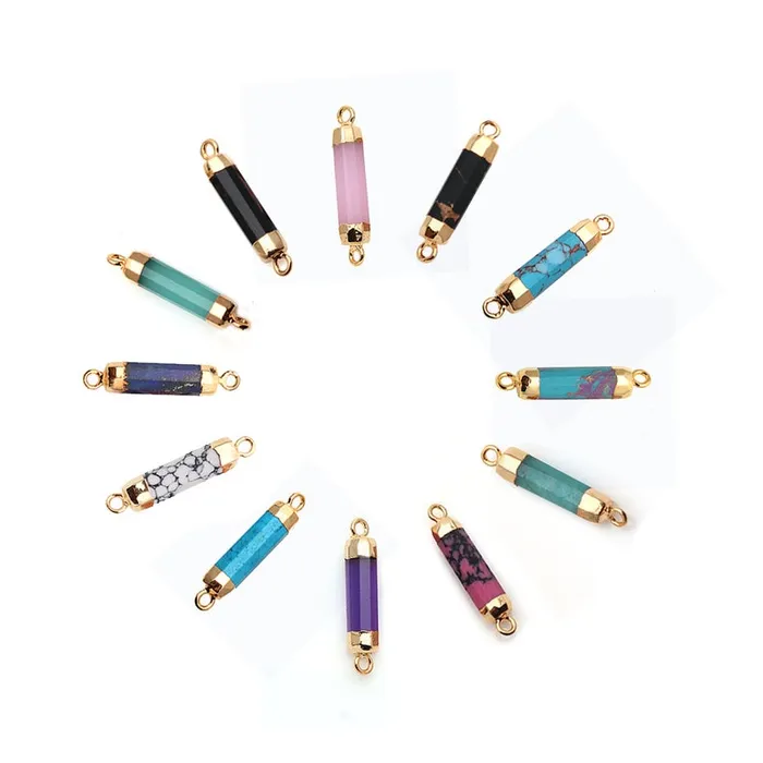 Double Point Gold Electroplated Gemstone Pendant Connector GemmartUSA PreStyled Sets