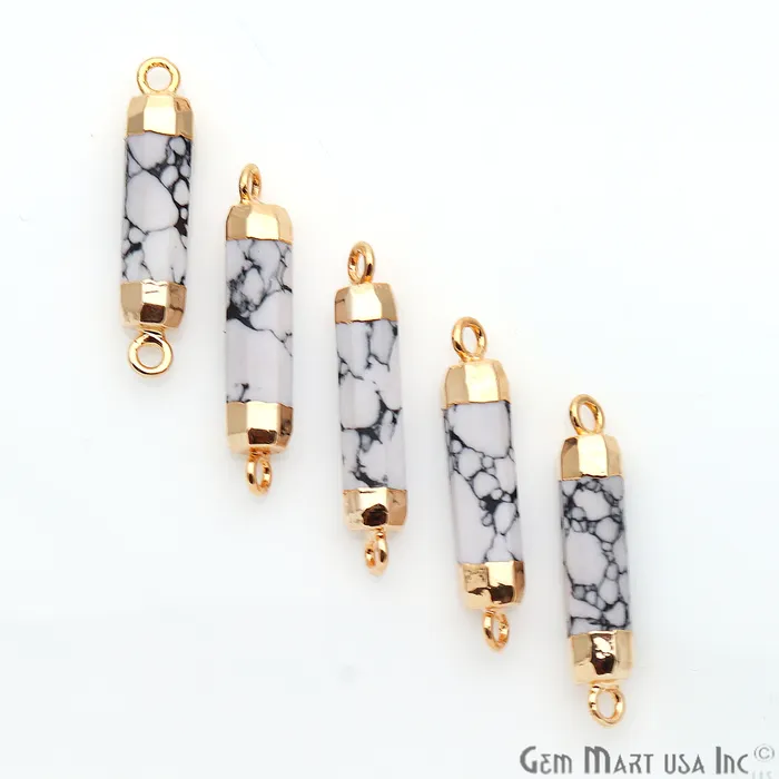 Double Point Gold Electroplated Gemstone Pendant Connector GemmartUSA PreStyled Sets