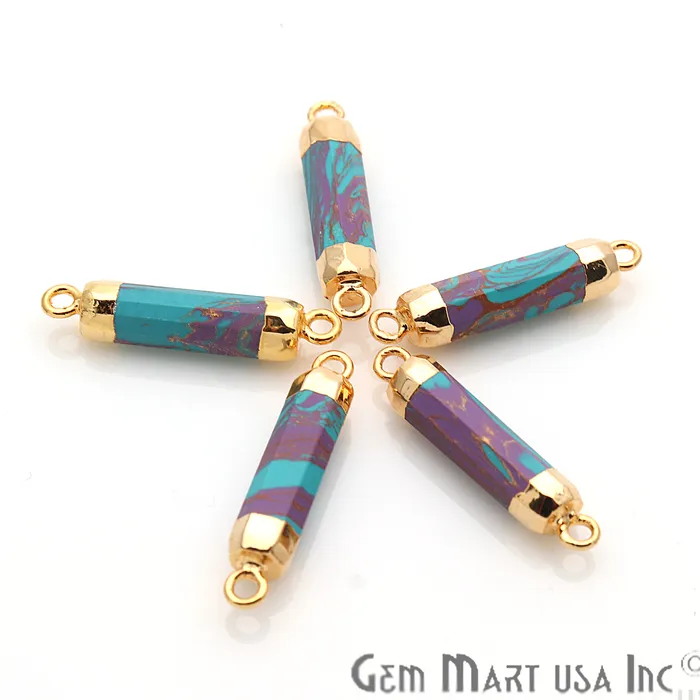 Double Point Gold Electroplated Gemstone Pendant Connector GemmartUSA PreStyled Sets
