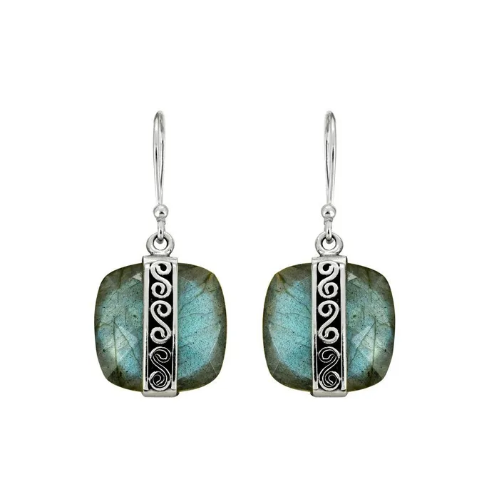 Earrings 137 Labradorite Solid 925 Sterling Silver Designer Dangle Earrings Jewelry YoTreasure