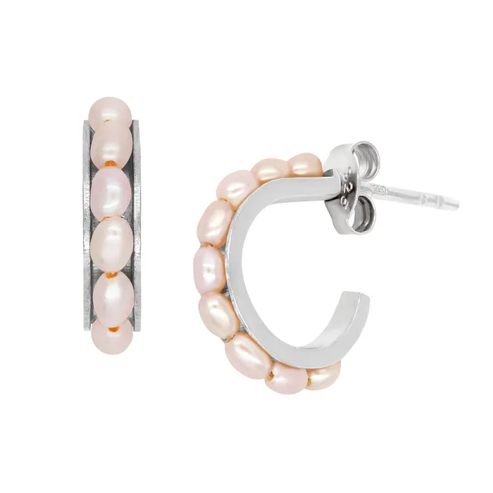Earrings acemijewelry Party Pearl Row Hoop